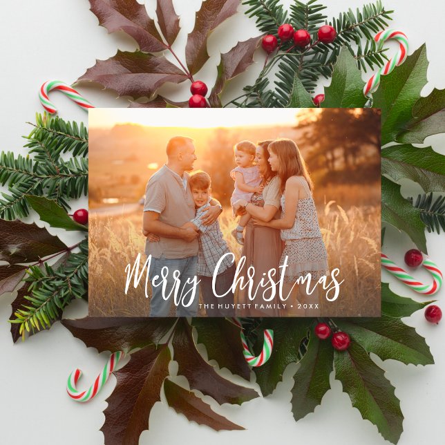 Merry Christmas Hand-lettered Script Holiday Photo (Creator Uploaded)