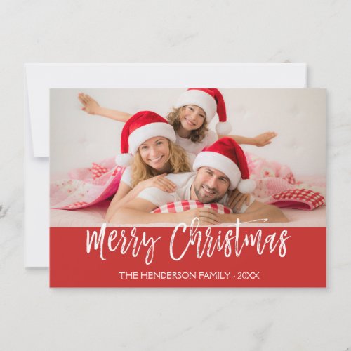 Merry Christmas Hand Lettered Script Photo Card