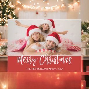 Merry Christmas Hand Lettered Script Photo Card