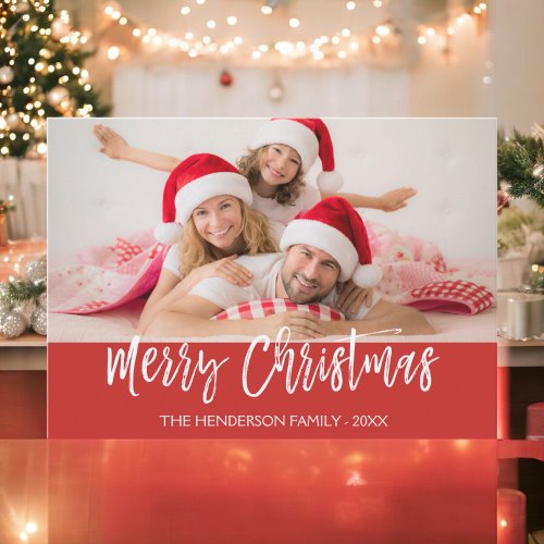 Merry Christmas Hand Lettered Script Photo Card