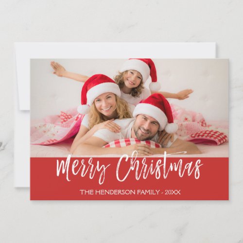 Merry Christmas Hand Lettered Script Photo Card