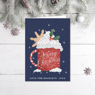 Merry Christmas Hand-Lettering Hot Cocoa Holiday Card