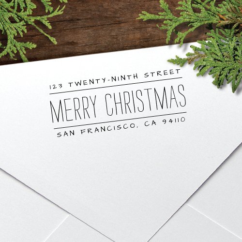 Merry Christmas Hand_Writing Split Return Address Self_inking Stamp