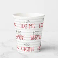 Hand Lettered Merry Christmas Scroll Clear Plastic Cups