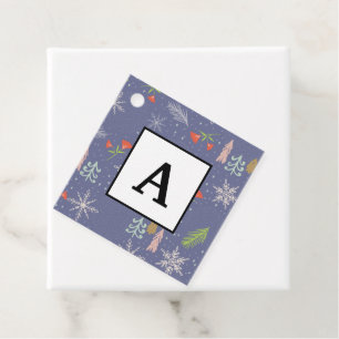 Merry Christmas Handdrawn Trees Snowflakes Flowers Favor Tags