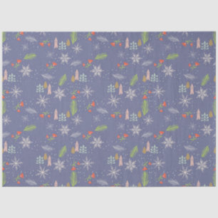Merry Christmas Handdrawn Trees Snowflakes Flowers Tissue Paper