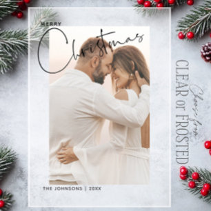 Merry Christmas Handlettered 2 Photo First Xmas Acrylic Invitations