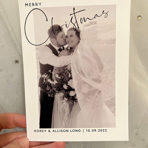 Merry Christmas Handlettered Photo First Christmas Holiday Card
