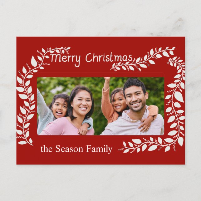 Merry Christmas handlettered Photocard Postcard (Front)