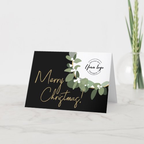 Merry Christmas handlettering Logo Black green Holiday Card