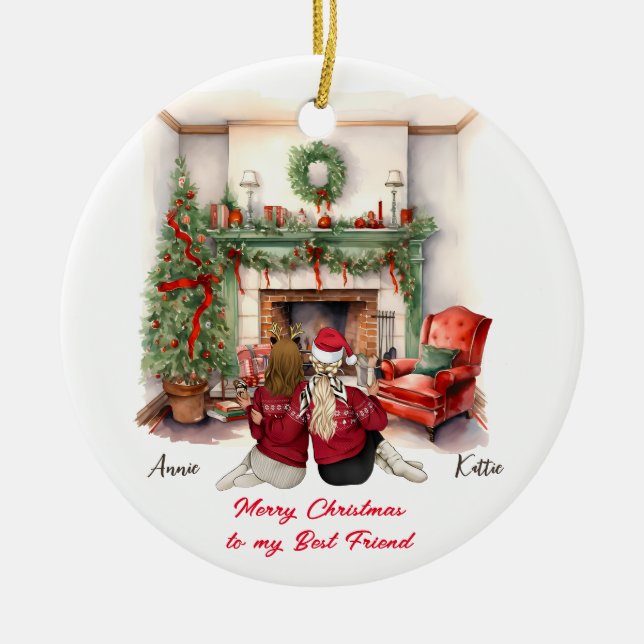 Merry Christmas Handmade Bestie Christmas ornament (Front)