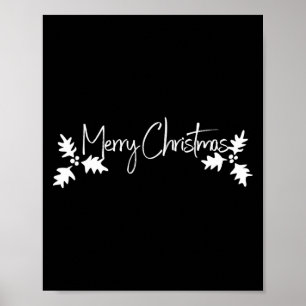Merry Christmas Handwriting Script With Holly Poster