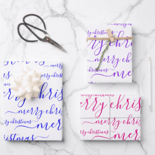 Merry Christmas Handwritten Calligraphy Script Wrapping Paper Sheets