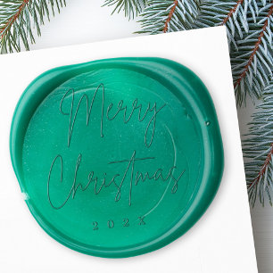 Merry Christmas handwritten script custom year Wax Seal Sticker