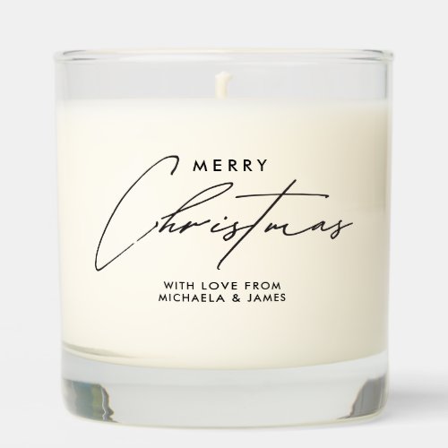Merry Christmas Handwritten Script Personalized Scented Candle