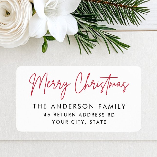 Merry Christmas handwritten script return address Label (Merry Christmas handwritten script return address Label)