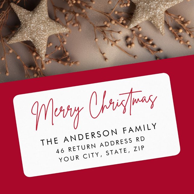 Merry Christmas handwritten script return address Label (Merry Christmas handwritten script return address Label)