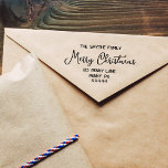 Merry Christmas Handwritten Script Rubber Stamp<br><div class="desc">Merry Christmas handwritten script rubber stamp will make the holidays more festive and fun for you and the recipients of your Christmas cards this year. This stylish return address rubber stamp is easy to personalize. Script Merry Christmas lettering gives it a festive appeal. Add your name and address and your...</div>