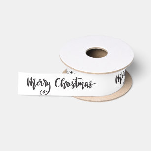 Merry Christmas Handwritten Script Satin Ribbon