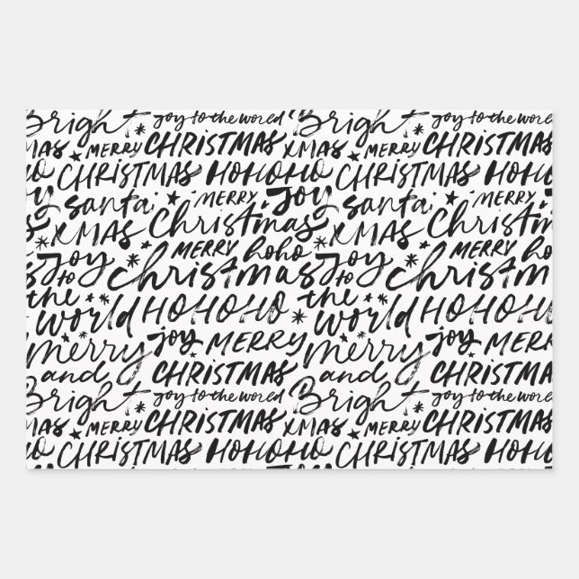 Merry Christmas Handwritten Wrapping Paper Sheets (Front)