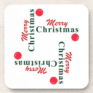 Merry Christmas, Hanging Ornament Classic Festive Beverage Coaster