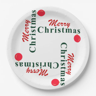 Merry Christmas Hanging Ornament Classic Red Green Paper Plates