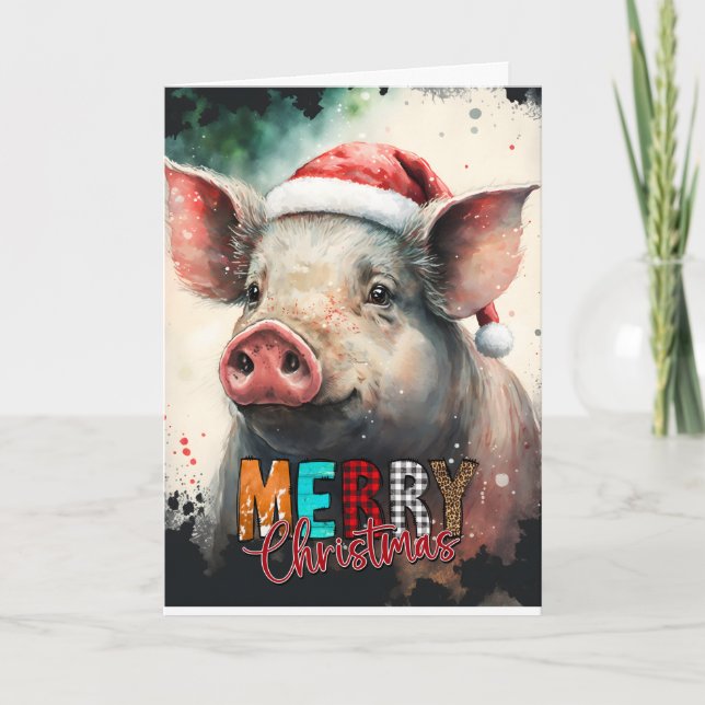 Merry Christmas happy baby PIG Card (Front)