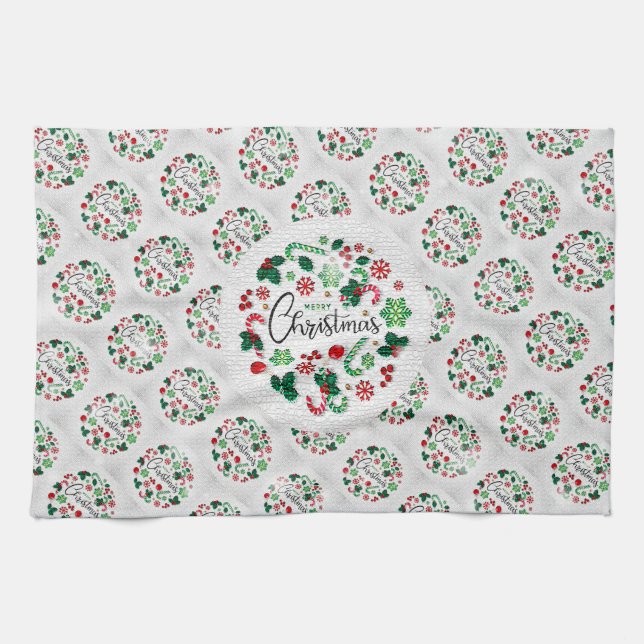 Merry Christmas Happy Best Gift Kitchen Towel (Horizontal)