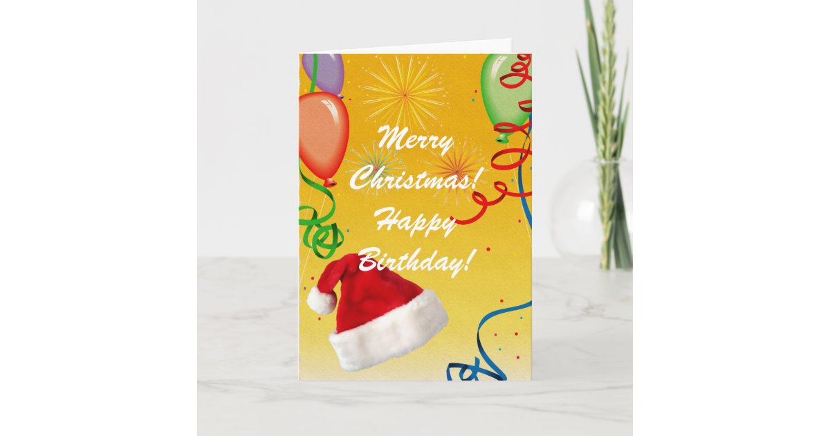 Merry Christmas Happy Birthday Card | Zazzle.com