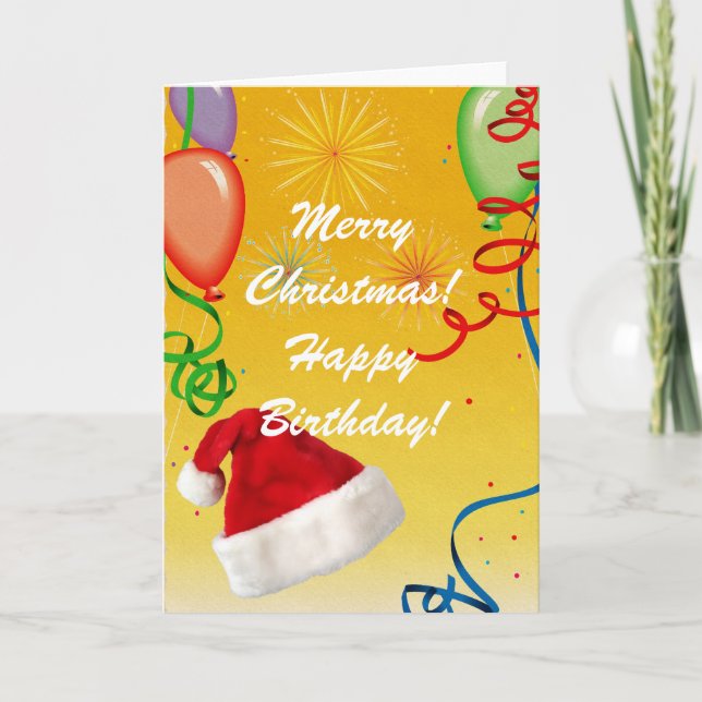 Merry Christmas Happy Birthday Card (Front)