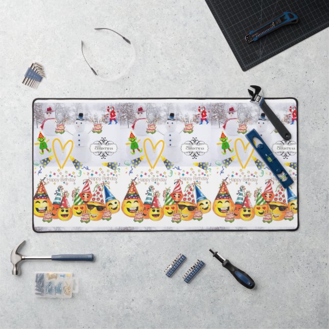 Merry Christmas Happy Birthday Desk Mat  (Workstation)