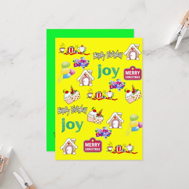 Merry Christmas Happy Birthday Invitation  (Front/Back In Situ)