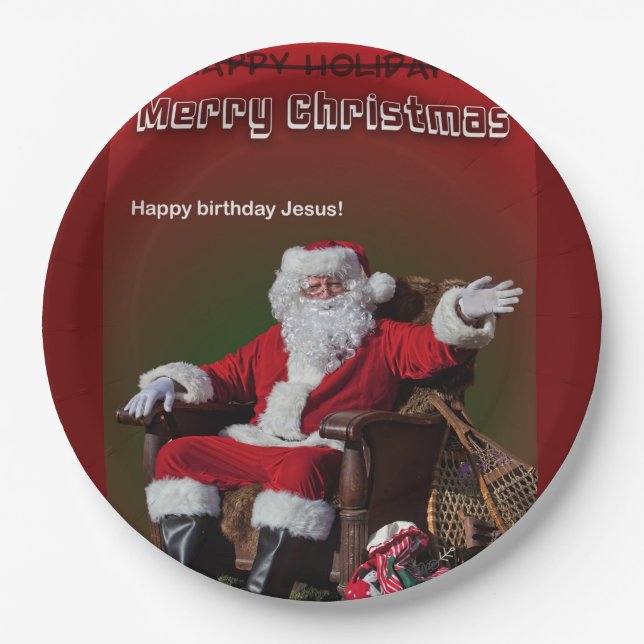 MERRY CHRISTMAS - HAPPY BIRTHDAY JESUS PAPER PLATES (Front)