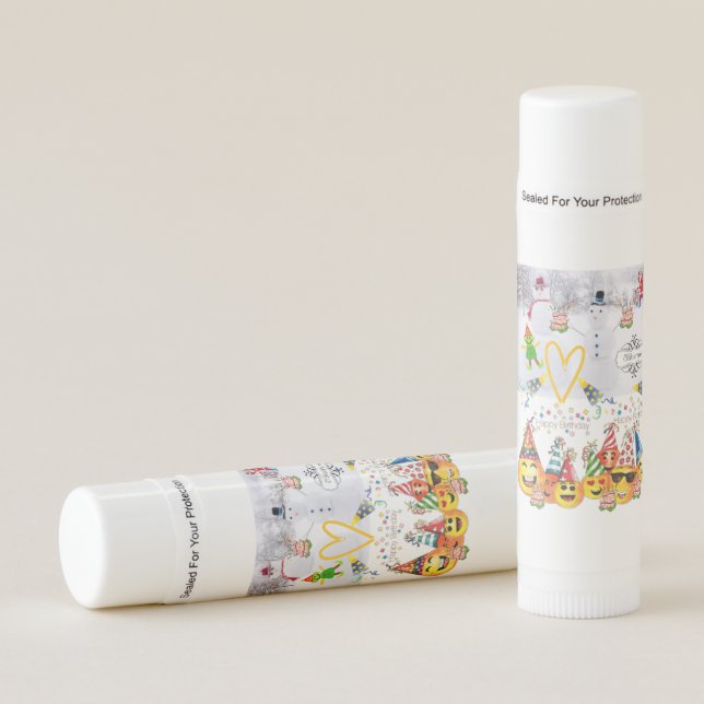 Merry Christmas Happy Birthday Lips Balm Lip Balm (Front)