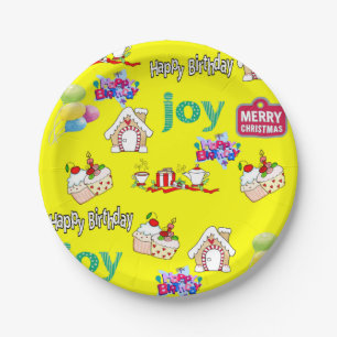 Merry Christmas Happy Birthday Paper Plates