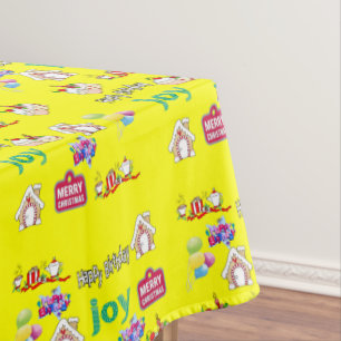 Merry Christmas Happy Birthday Tablecloth