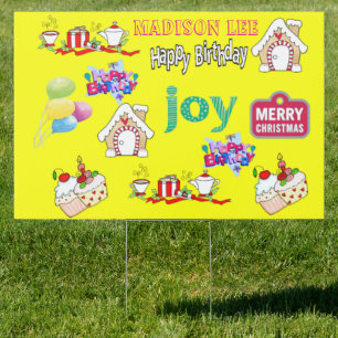 Merry Christmas Happy Birthday Yard Sign