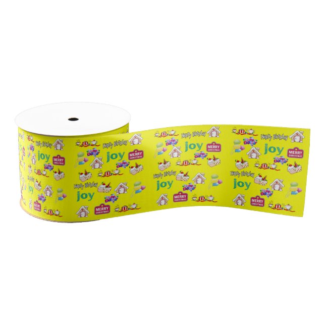 Merry Christmas Happy Birthday Yellow Ribbon (Spool)