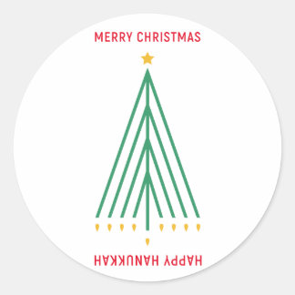 Merry Christmas, Happy Hanukkah Classic Round Sticker