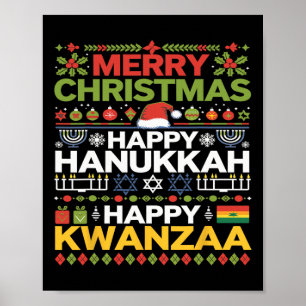 Merry Christmas Happy Hanukkah Happy Kwanzaa 17  Poster