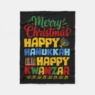 Merry Christmas Happy Hanukkah Happy Kwanzaa 1 Fleece Blanket