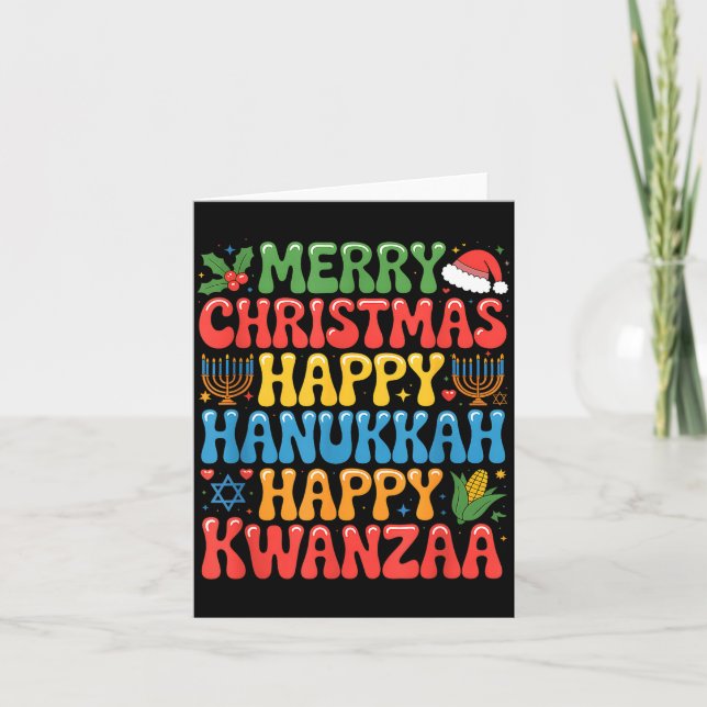 Merry Christmas Happy Hanukkah Kwanzaa Quote  Card (Front)