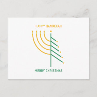 Merry Christmas, Happy Hanukkah Postcard