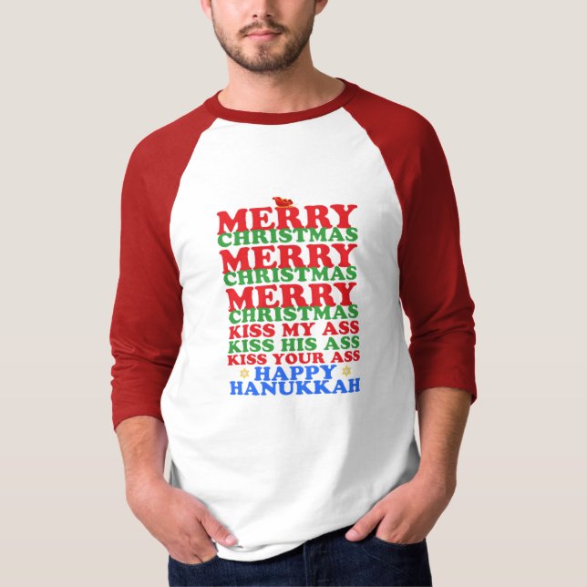 Merry Christmas Happy Hanukkah T-Shirt (Front)
