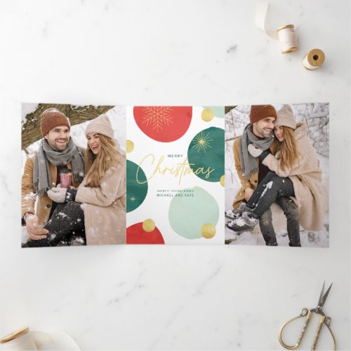 MERRY CHRISTMAS  Happy Holiday Abstract Design Tri_Fold Holiday Card