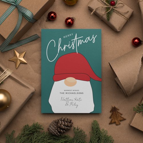 MERRY CHRISTMAS  Happy Holiday Gnome Invitation