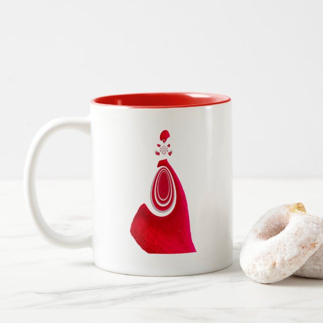 Merry Christmas Happy Holiday Home for Christmas  Two-Tone Coffee Mug (With Donut)