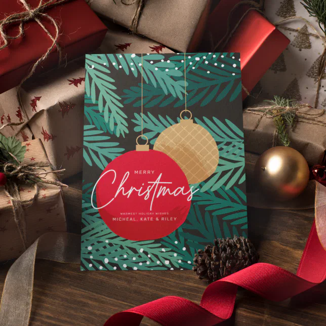 MERRY CHRISTMAS | Happy Holiday Tree Ornaments Invitation
