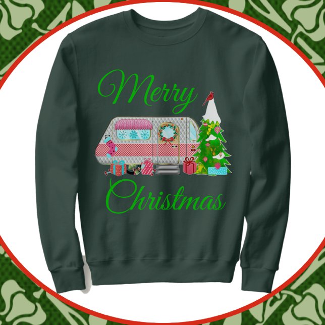 Merry Christmas Happy Holiday Vintage Camper Sweatshirt (Creator Uploaded)