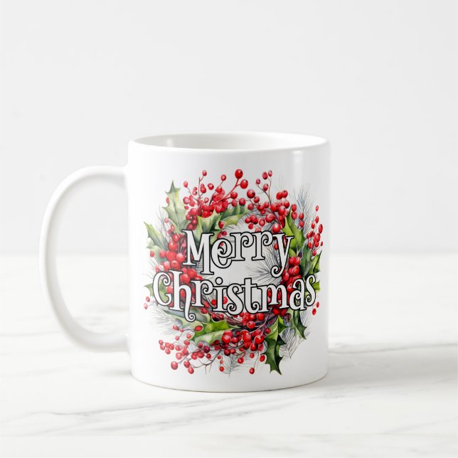 Merry Christmas | Happy Holidays Coffee Mug (Left)